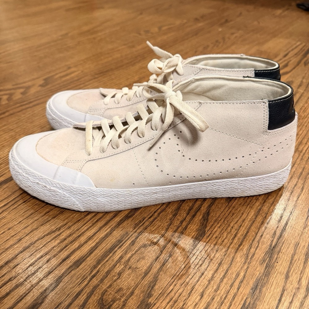 Nike SB Zoom Blazer Mid Deconstructed Suede Skate Shoes Cream White Mens - Picture 3 of 16